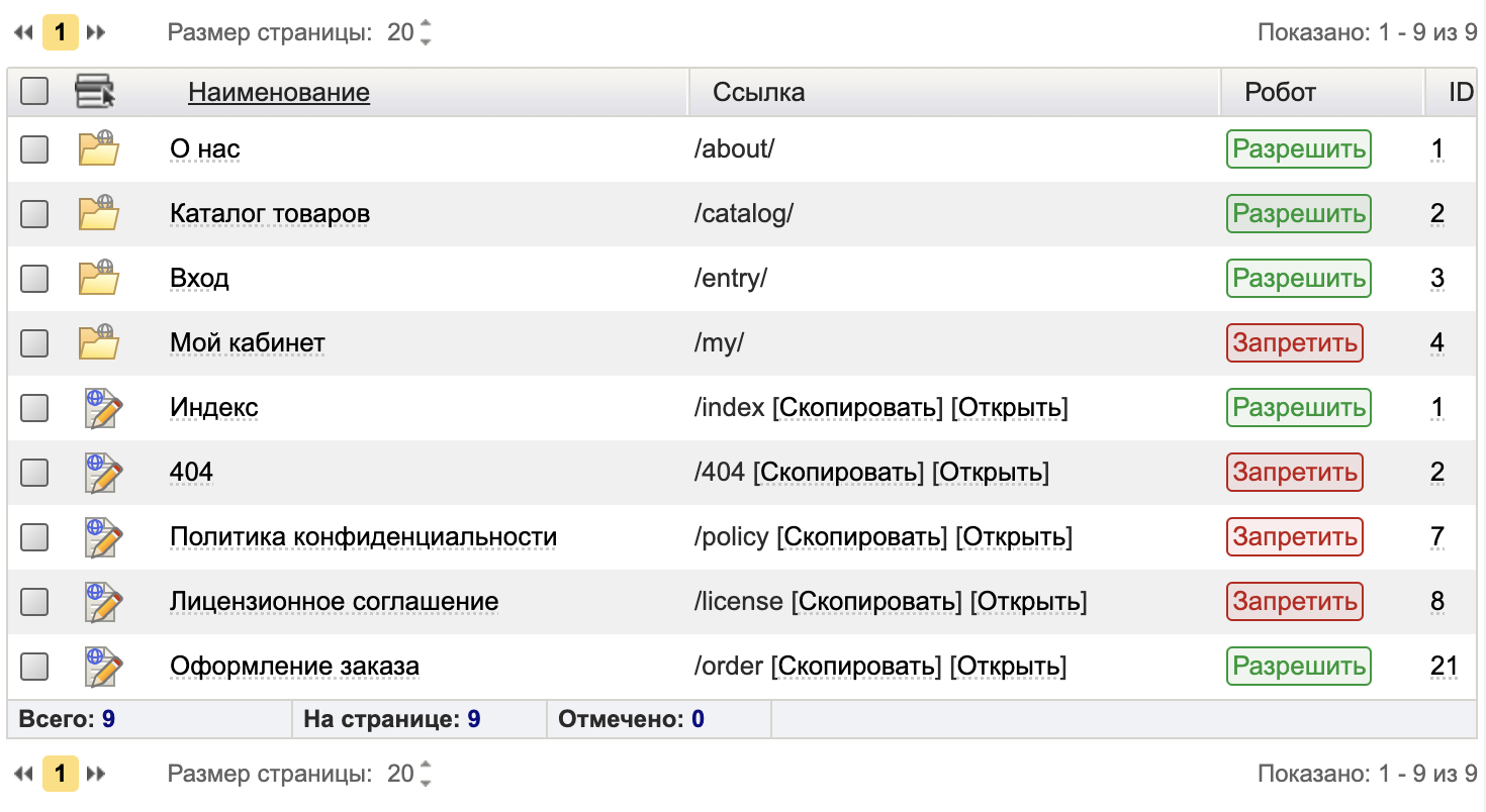 Управление индексацией страниц - автоматический robots.txt | CMS AllPack Управление индексацией страниц - автоматический robots.txt | CMS AllPack